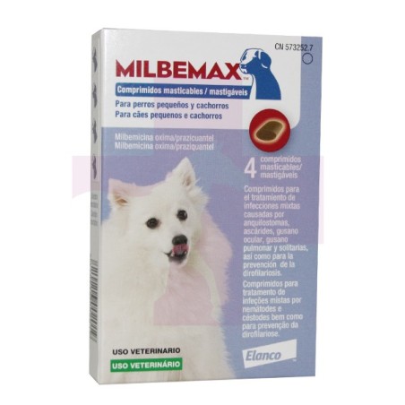 MILBEMAX 27.5MG, PERRO PEQUEÑO, MASTICABLE, 4 COMPRIMIDOS