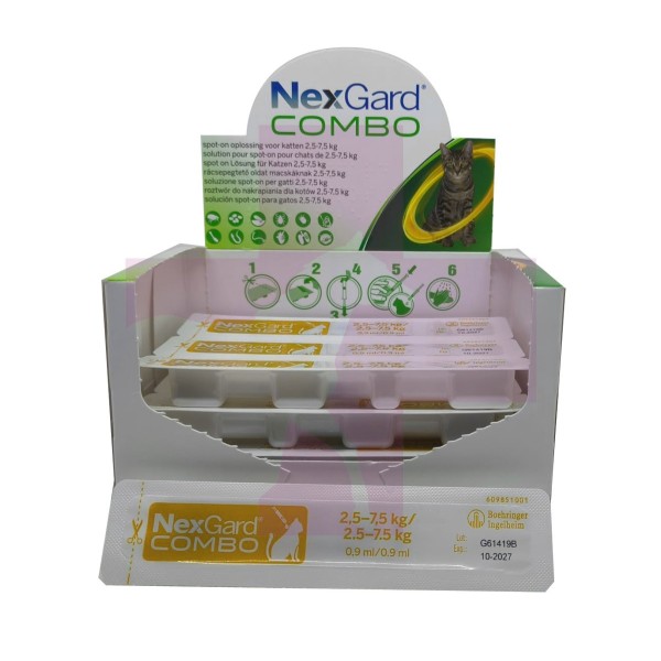 NEXGARD COMBO GATOS 2.5-7.5KG, 1 PIPETA