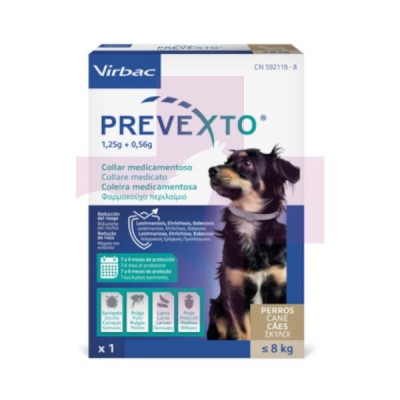 PREVEXTO 1,25 G + 0,56 G PERROS 8 KG 38CM 1 COLLAR